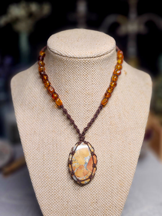Malingo Jasper Macrame Necklace