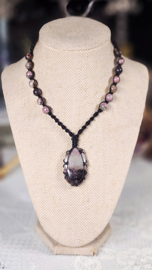 Rhodonite Macrame Necklace